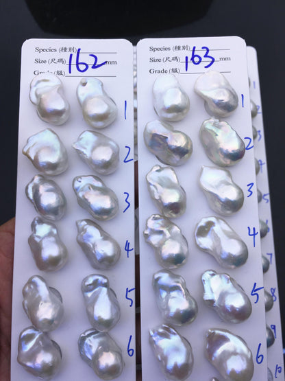 AAA 13-15x18-22mm White Flame ball Pearl Pairs - large Baroque freshwater pearl pairs,top half hole,FL15-3A-8-68