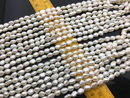 AA+ 5-6mm white nugget freshwater pearls,irregular nugget freshwater pearl strand,cheap price,pearl factory china,LM5-3A-5