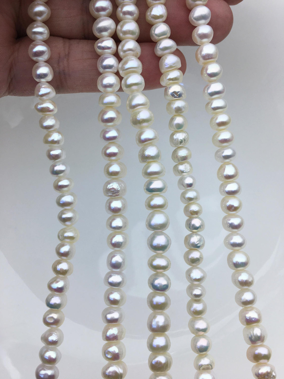 High Luster!AA+ 6.5-7.5mm white button thick skin freshwater pearls,Rondelle pearl Beads strand,loose strands,flat round pearls,SM7-T5
