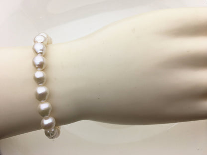 1pc 7 inchs AA+ 6.5-7.5mm White Freshwater Akoya pearl Elastic string Bracelet,B8-001