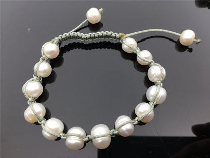 11mm Big White pearl thread bracelet,adjust length,pearl bracelet, knotted freshwater pearl bracelet,Pearls Bracelet,B8-008