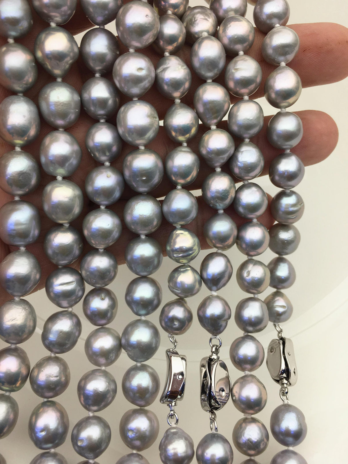 17.5'' AA+ 9-11mm gray drop edison freshwater pearl necklace,NPN1-T30-14