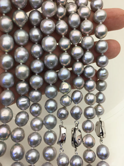 17.5'' AA+ 9-11mm gray drop edison freshwater pearl necklace,NPN1-T30-14