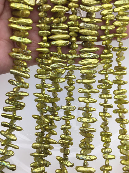 AA 4-5mm green Biwa Pearl Necklace,Genuine Fresh Water Pearl,Wedding Necklace,Mothers Day,ZS-80-10-47