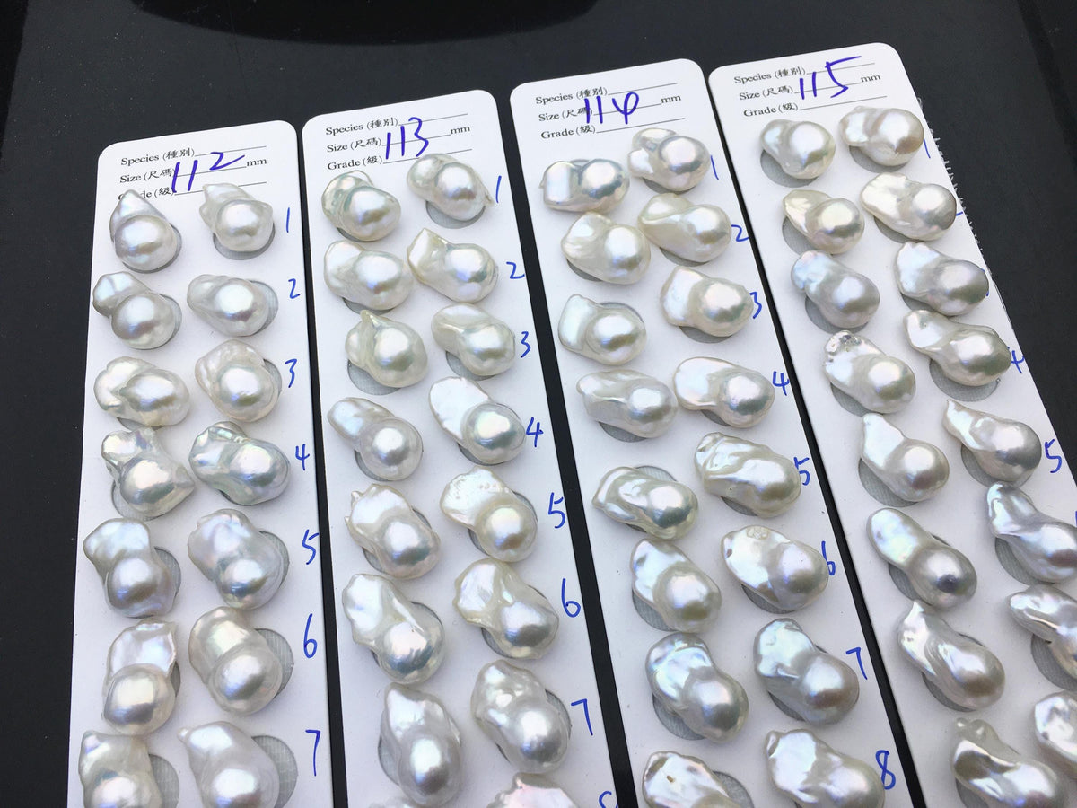 1 pair AAA 12-16x18-25mm White Flameball Pearl Pairs,0.9mm top half hole,FL15-3A-8-55