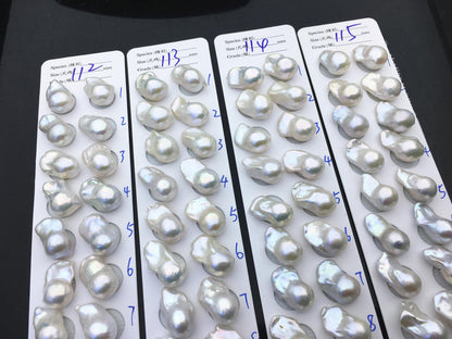1 pair AAA 12-16x18-25mm White Flameball Pearl Pairs,0.9mm top half hole,FL15-3A-8-55