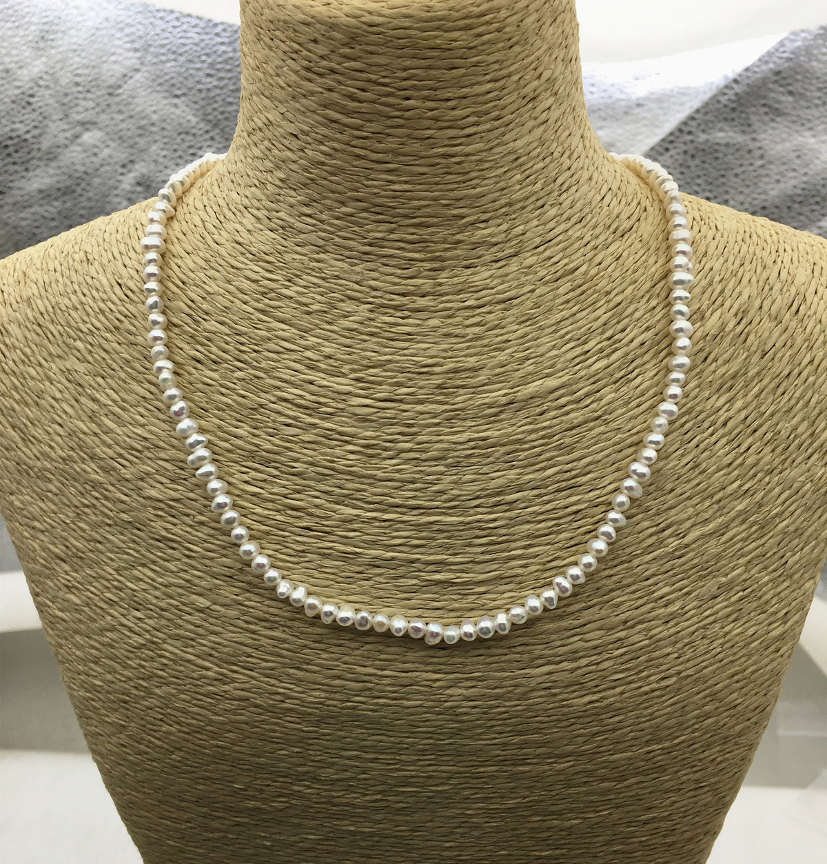 14.5+2'' AA+ 3-3.5mm white tiny potato freshwater Pearl necklace,high luster,NPN1-072