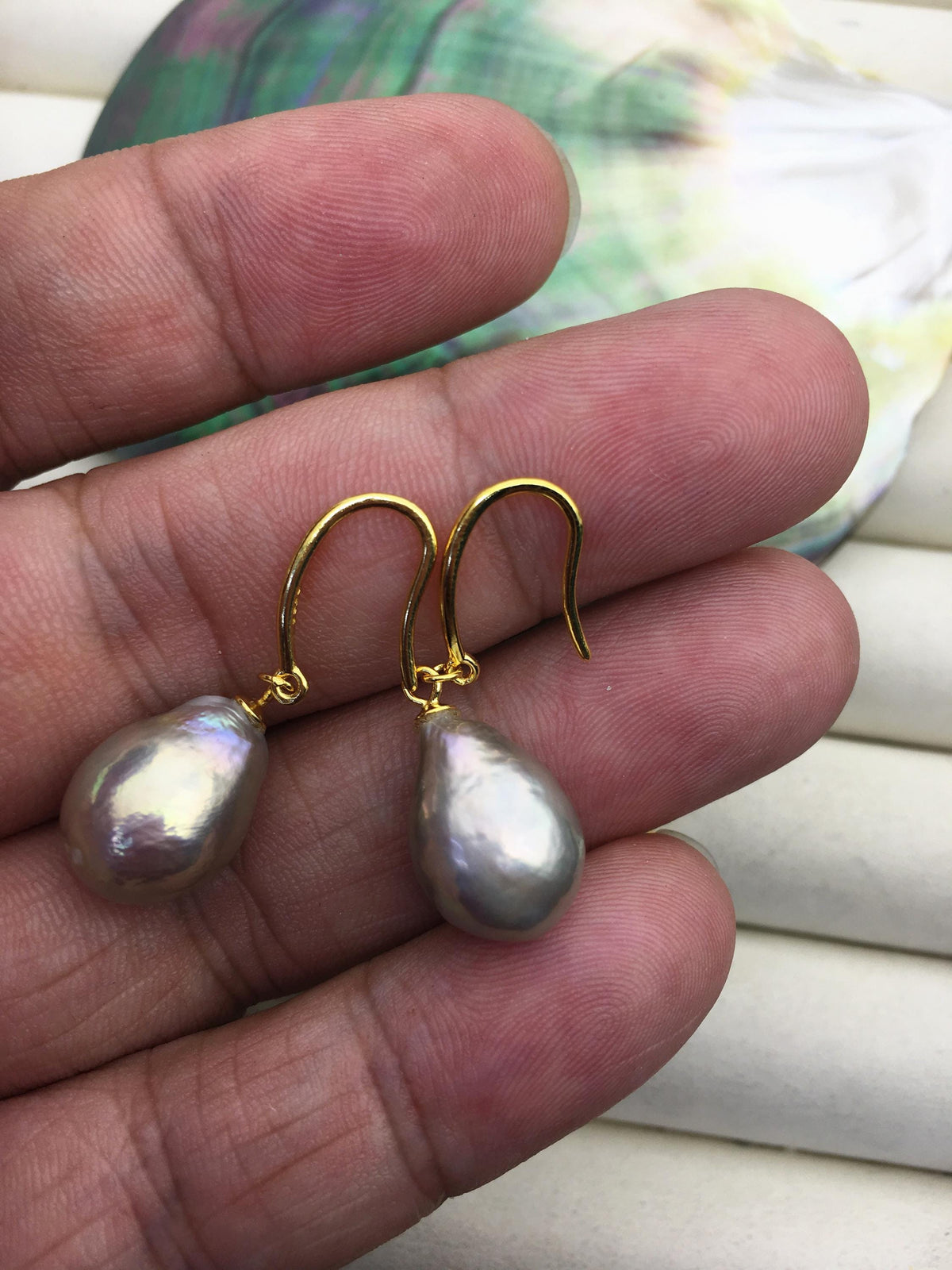 AAA 11-13mm gray bronze rainbow drop edison pearl dangle earrings,yellow gold S925 Sterling Sliver earrings,wedding pearl earrings,SE3-T9-33