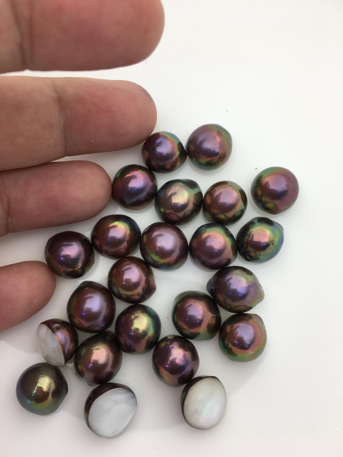 23pcs AAA 11-13mm Black Rainbow Baroque Freshwater Mabe Natural Rainbow Freshwater Pearls,no hole,MB-T25