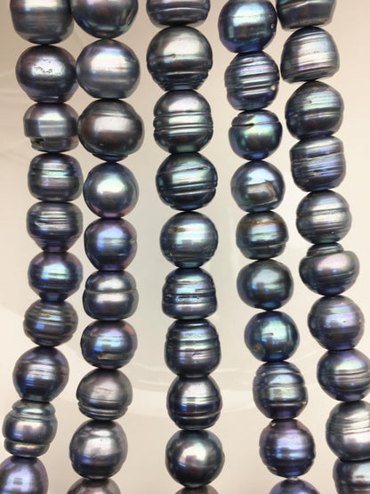 16.5'' AA 11.5-12.5mm blue black button freshwater pearls,Cultured pearl,diy pearl beads,gift for her,necklace,Christmas,SM12-T5