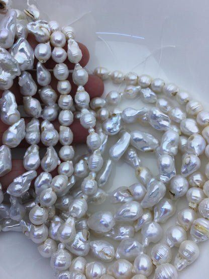 6 strands 15.5'' A- 8-11mm white flame ball pearl,FL15-2A-5-88