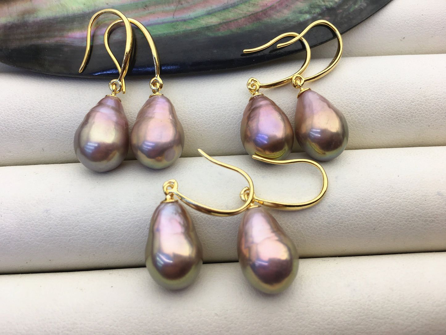AAA 10-11mm purple rainbow teardrop edison freshwater pearl dangle earrings,sterling sliver dangle earrings,SE3-T9-56