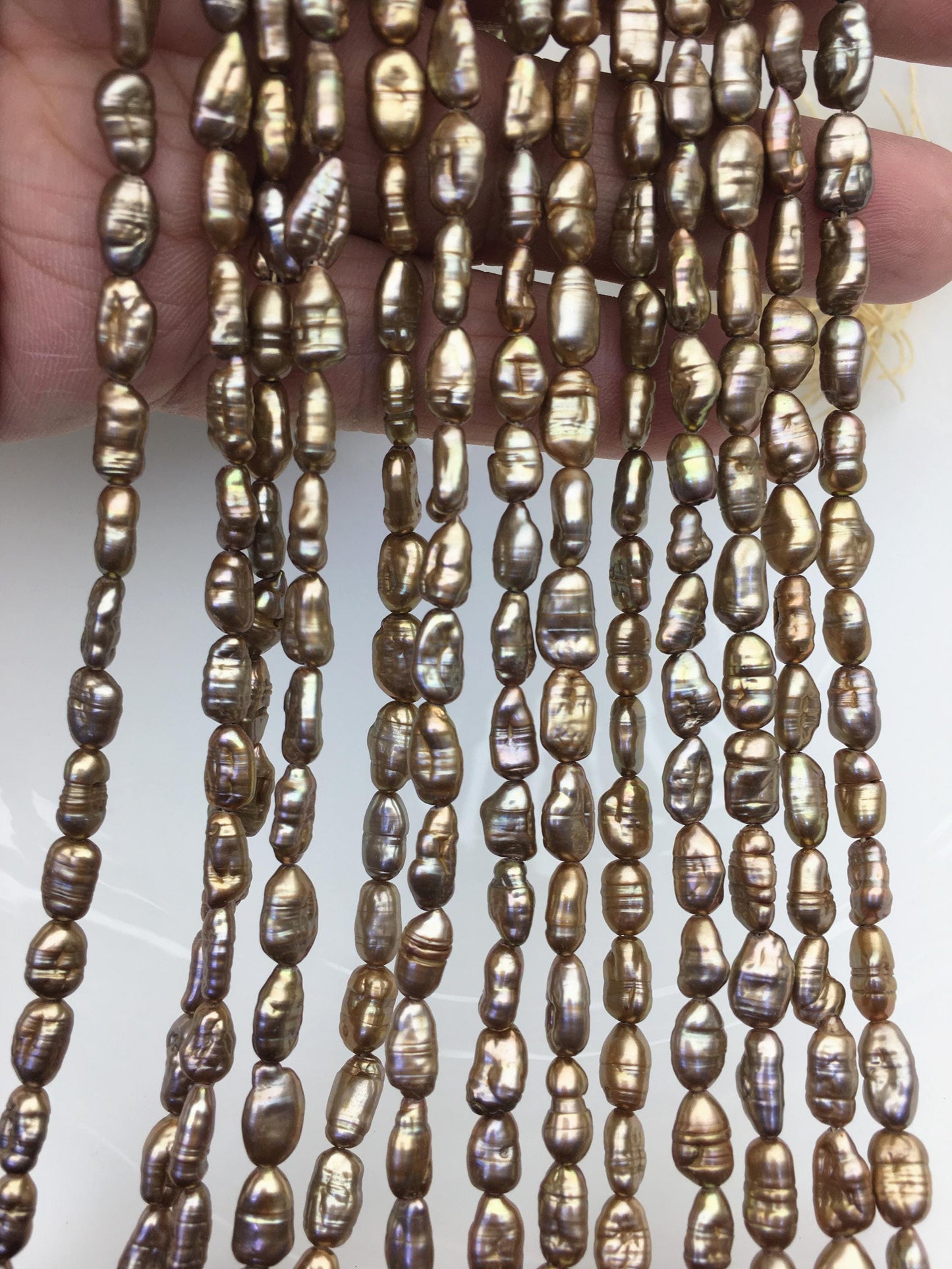 AA 5-6mm browntoothpick Biwa Pearl Necklace,Genuine Fresh Water Pearl,Wedding Necklace,Mothers Day,ZS-80-10-23
