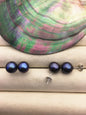 1 pair AA+ 9-10mm black round edison pearl stud earrings,S925 Sterling Sliver stud earrings,wedding pearl earrings,SE3-T9-59