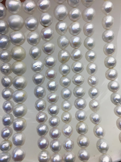 AA 8-9mm white baroque near round freshwater pearls,large hole,loose pearl beads material ,gift for her necklace,Cultured pearl,RP8-T1