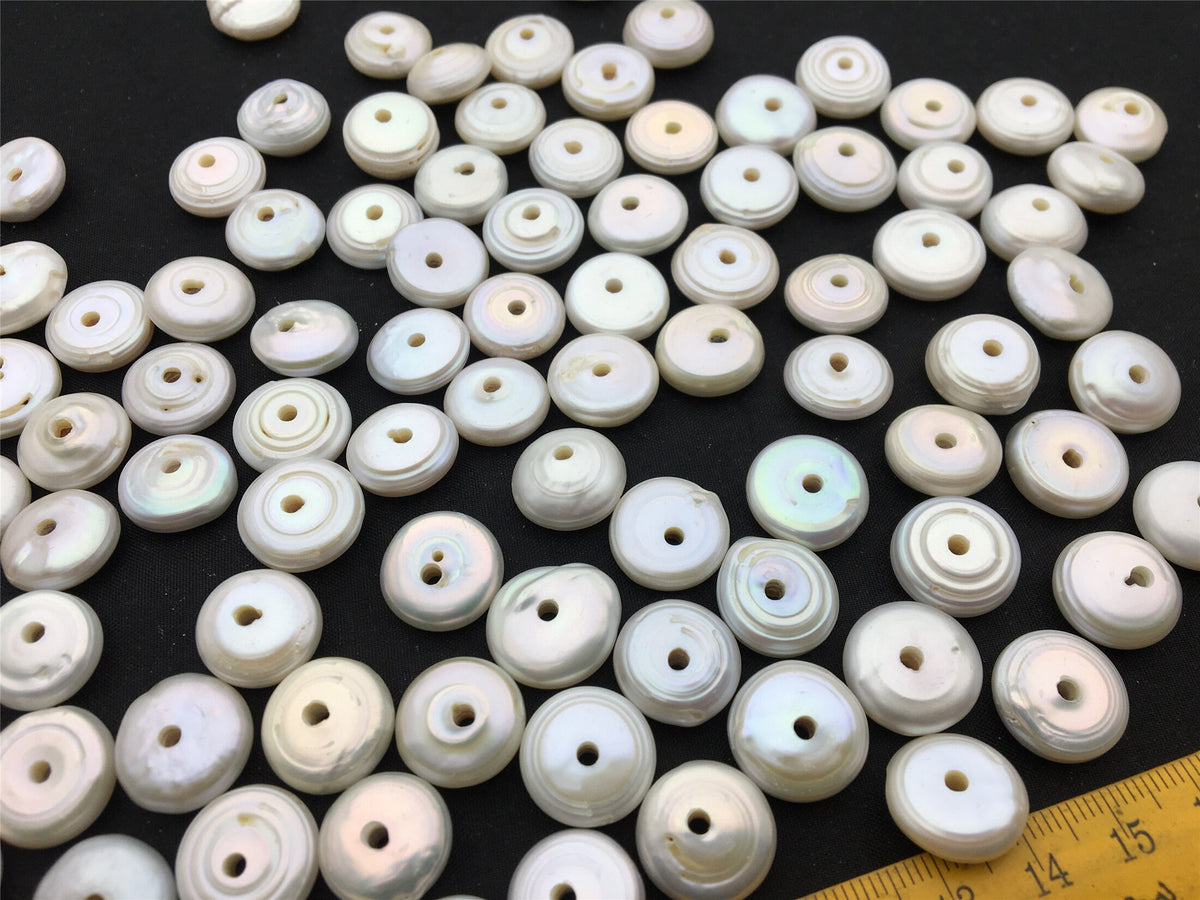 10pcs AA 14-15mm white coin freshwater pearls,2.2mm large hole,Rondelle Pearl Beads,large coin pearls,diy bead,COIN14-2A-13