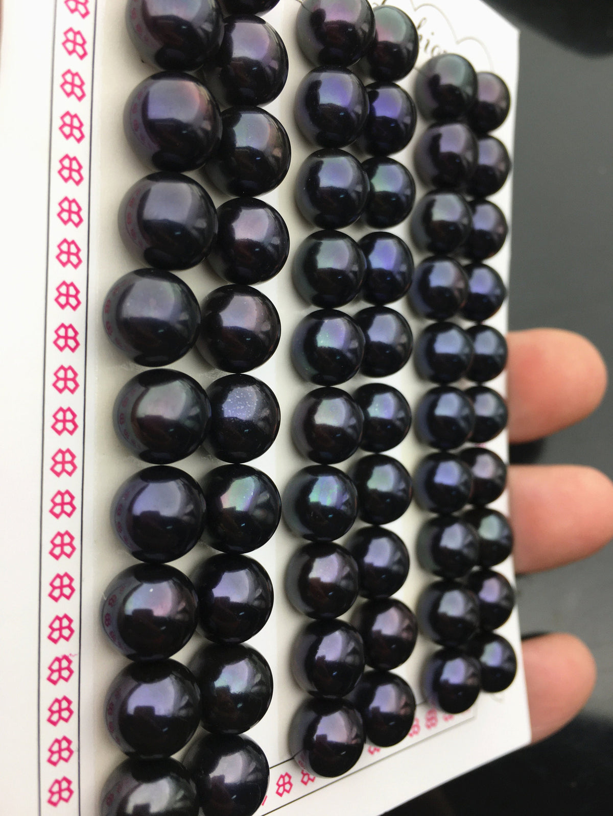 AAA 9.5-10mm black button round freshwater loose pearls pairs,half drilled,BTN9-T2