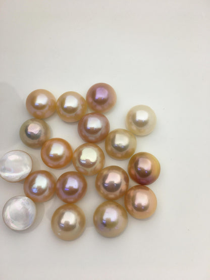 18pcs AAA 14-15mm Orange Baroque Mabe Freshwater Pearls,no hole,MB-T36