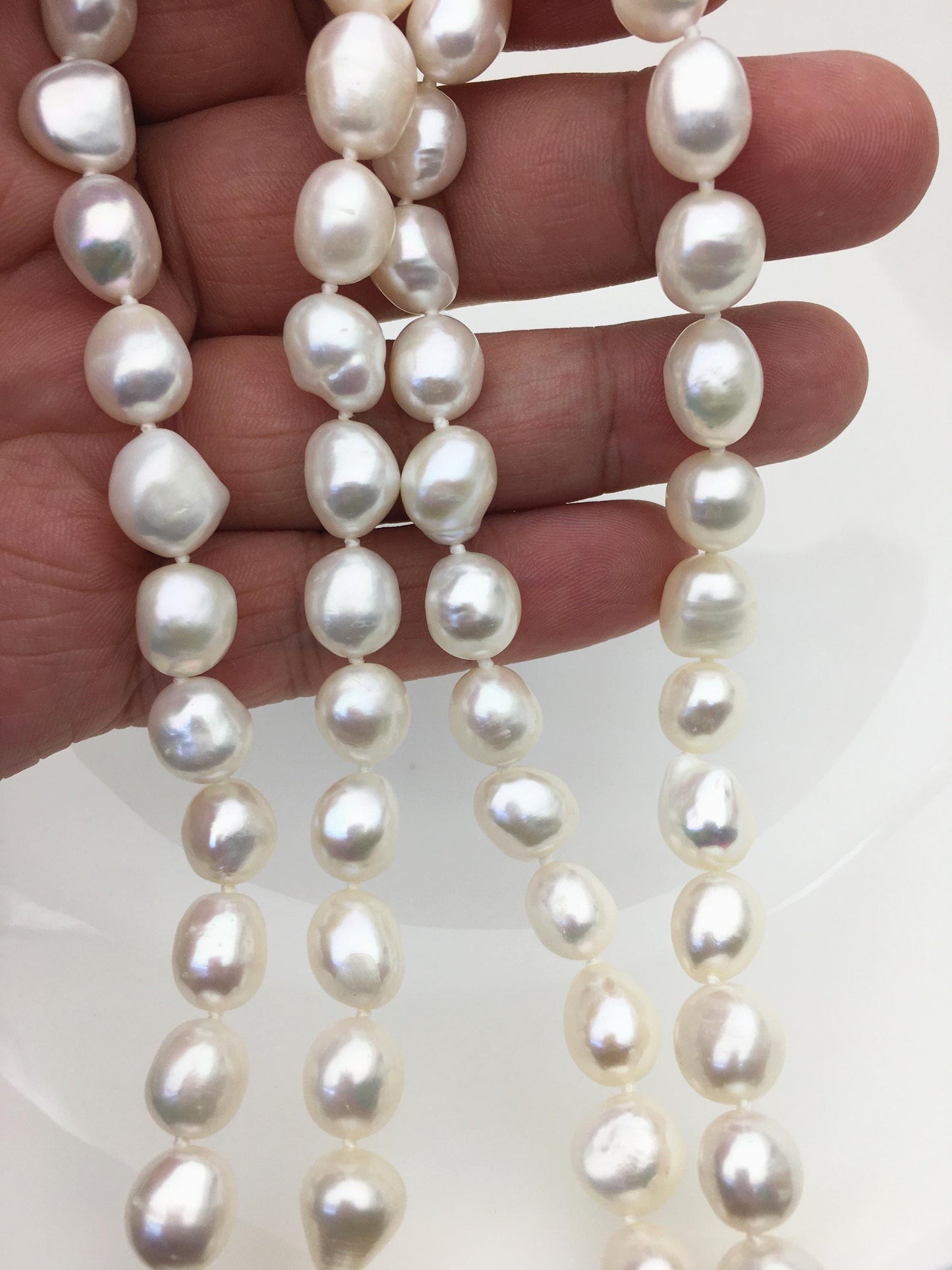 32'' AA+ 10mm white nugget freshwater Pearl necklace,NPN1-022