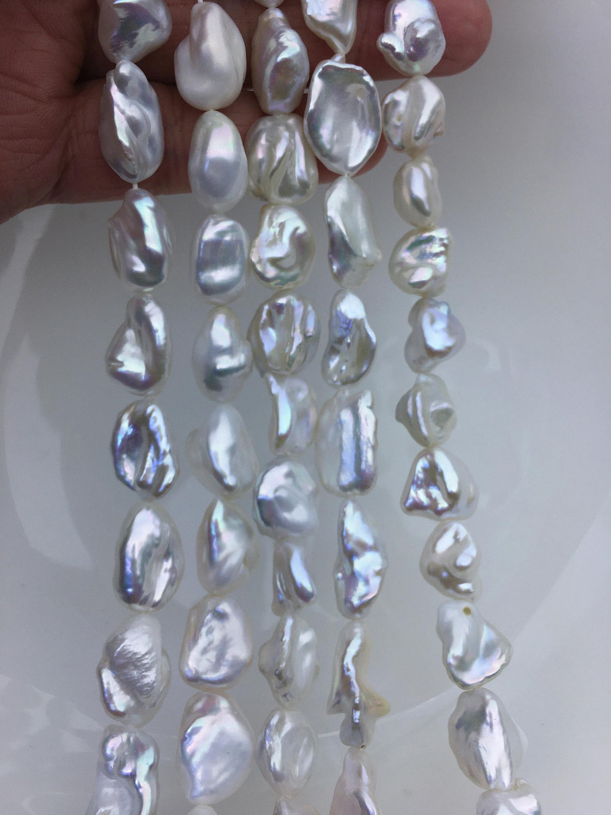 AA+ 10-14mm white thick Keshi Freshwater Pearls,keshi pearl strands,ZS-200-96