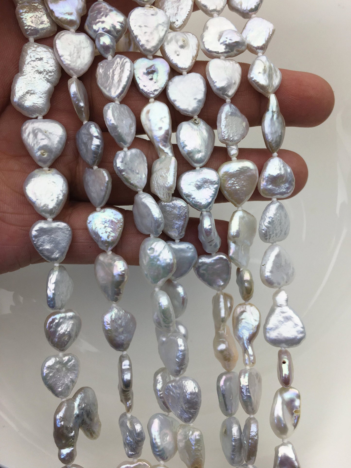 30‘’ 9-13mm AA+ white mix shape baroque freshwater pearl necklace,NPN1-T23