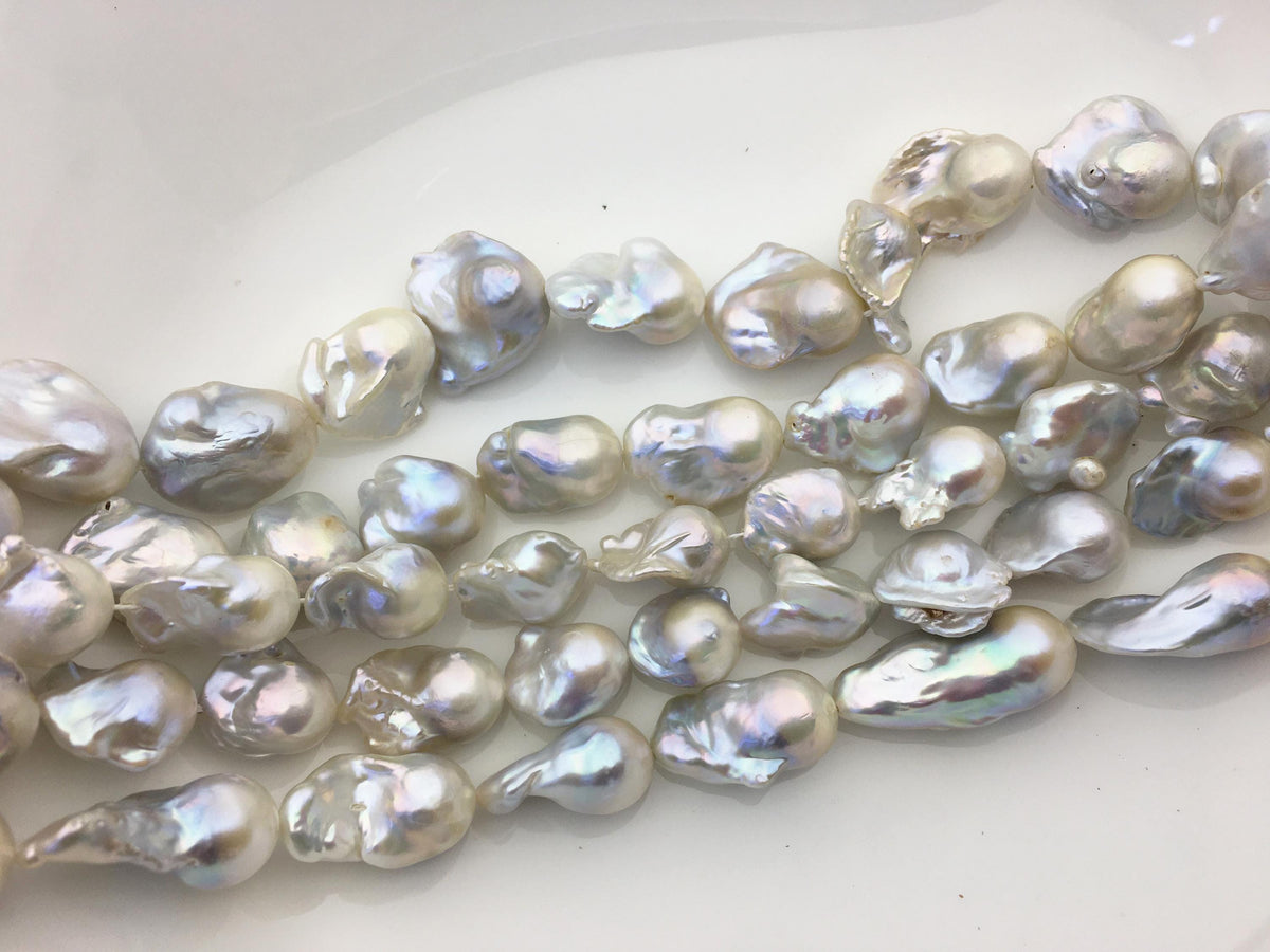 15.5'' AA 12-15mm white flame ball pearl,FL15-2A-5-30