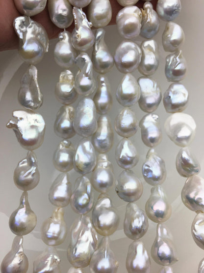 15.5'' A+ 12-14mm white flame ball pearl,FL15-2A-5-20