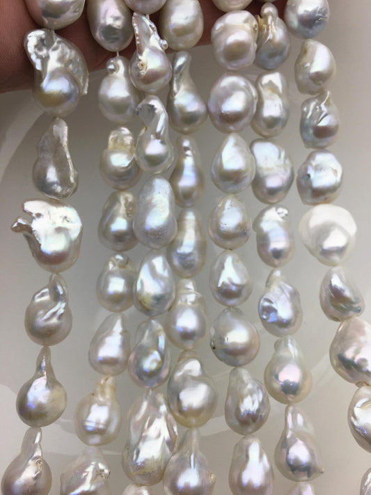 15.5'' A+ 12-14mm white flame ball pearl,FL15-2A-5-20