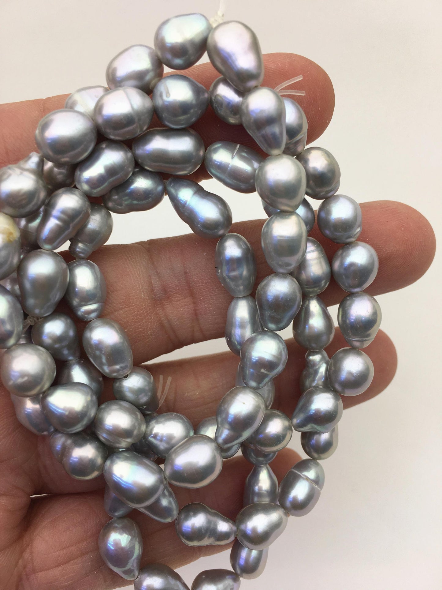 2pc 7 inchs AA+ 7-8mm gray Freshwater pearl Elastic string Bracelet,B8-003-13