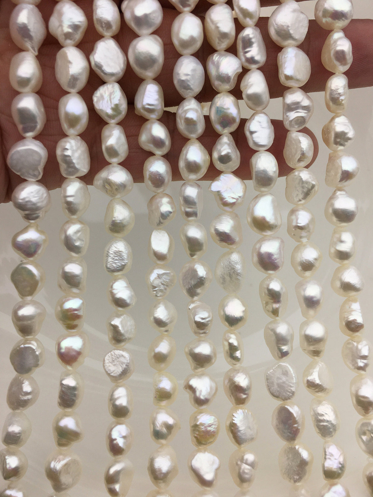 High Luster!AA+ 7.4-8.5mm white nugget freshwater pearl,white cultured freshwater nugget pearl bead string,wholesale supply,LM8-2A-3