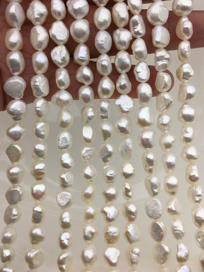 High Luster!AA+ 7.4-8.5mm white nugget freshwater pearl,white cultured freshwater nugget pearl bead string,wholesale supply,LM8-2A-3