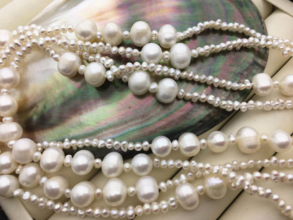 62'' 3mm/8mm AA+ white freshwater pearl Long Necklace,NPN1-044