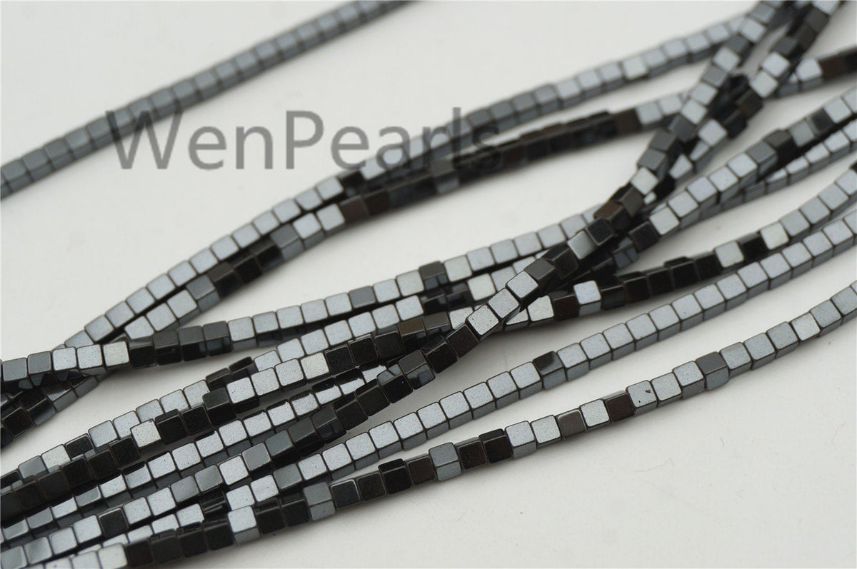 Hematite,1mm,2mm,3mm,4mm cube square Beads,AAA, SELECT SIZE,15.5 inches,G50-CU14-001