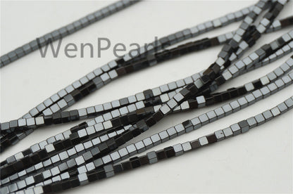 Hematite,1mm,2mm,3mm,4mm cube square Beads,AAA, SELECT SIZE,15.5 inches,G50-CU14-001