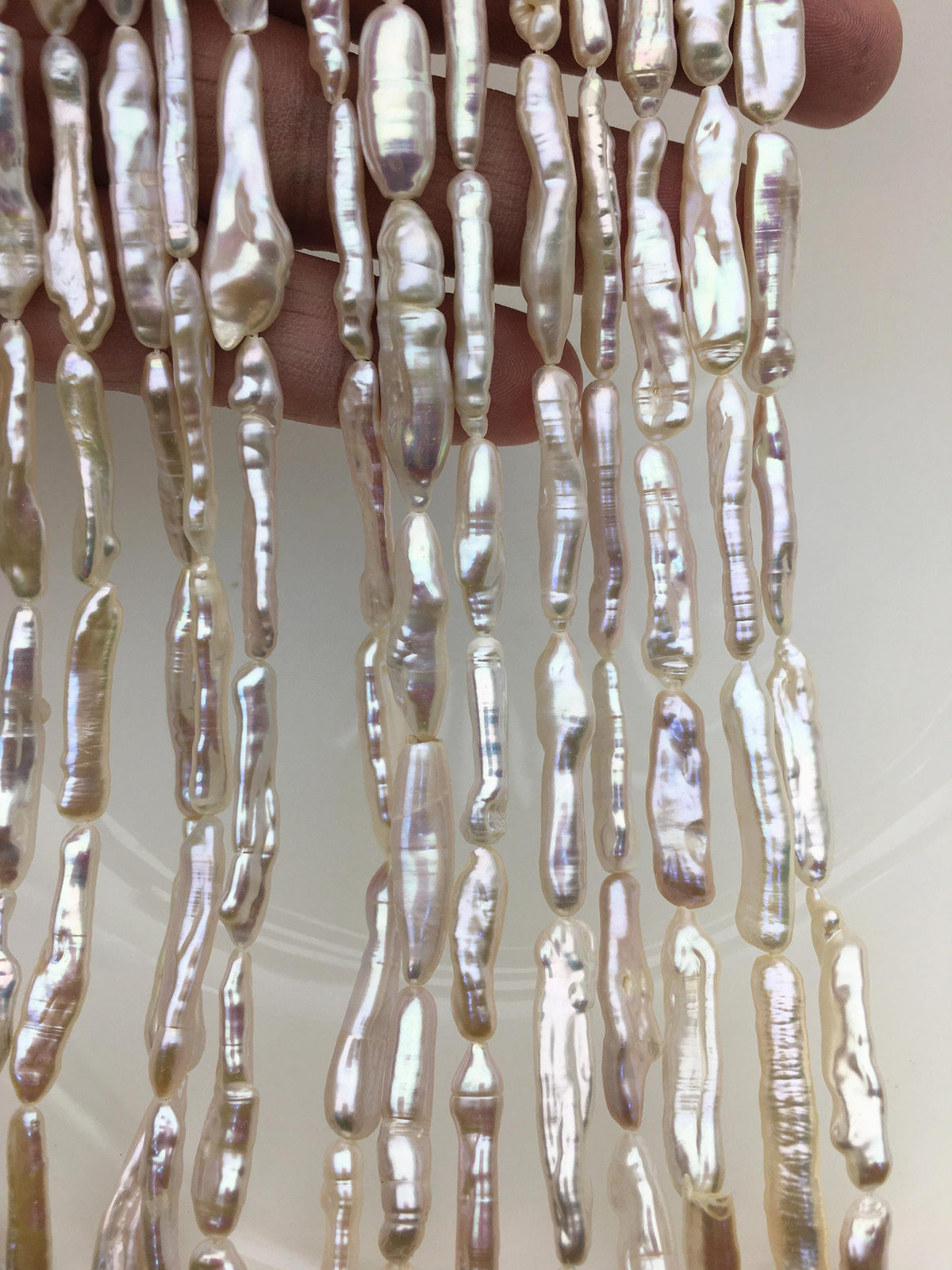 15.5'' AA+ 4-7mm White Toothpick pearls,ZS-80-15