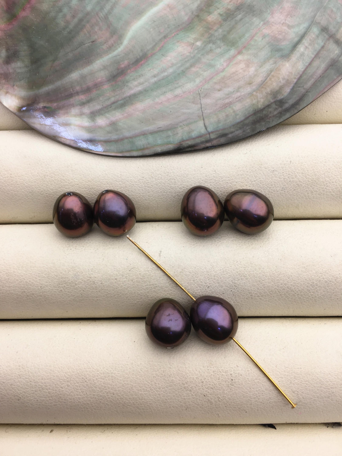 AAA 9mm deep brown rice freshwater Pearls,drop pearl earring material,oval teardrop pearl pairs,LR9-3A-27