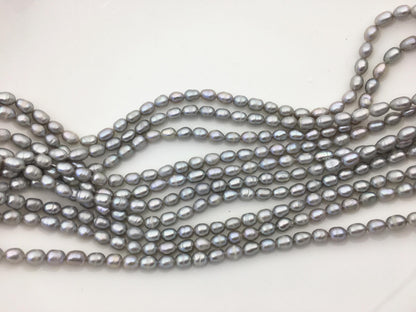 2 strands AA 5-5.5x5-7mm gray rice freshwater pearls,LR5-T1