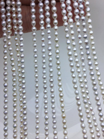 AAA 3-3.5x3.5-4mm white oval pearls,full strand,oval loose pearl beads,diy pearl,genuine pearl,Cultured pearl,diy pearl beads,LR3-3A-31