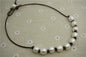 Big rice pearl necklace,whitefreshwater pearl necklace,Leather Pearl Necklace, Pearl Leather Necklace,White Leather Pearl necklace,Le1-096