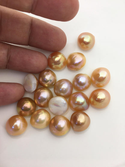 17pcs AAA 12-13mm Baroque Mabe Natural Orange Rainbow Freshwater Pearls,no hole,MB-T60