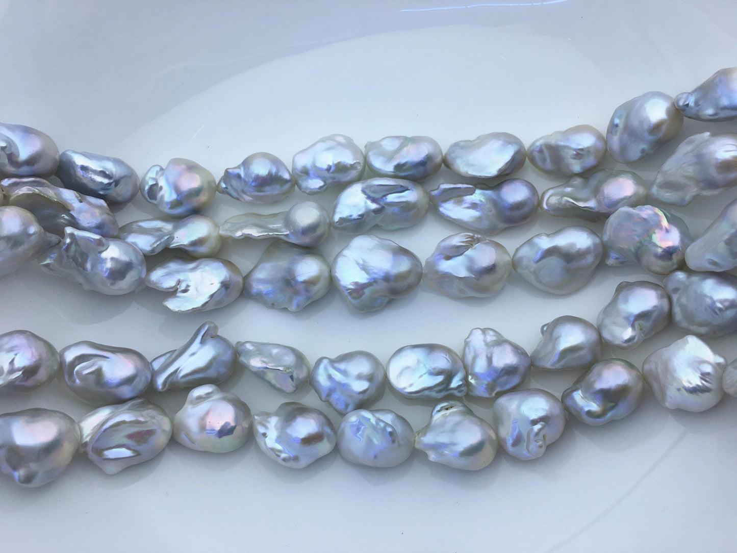 15.5'' AAA 13-17mm Natural Gray flame ball freshwater pearl,FL15-3A-7-41