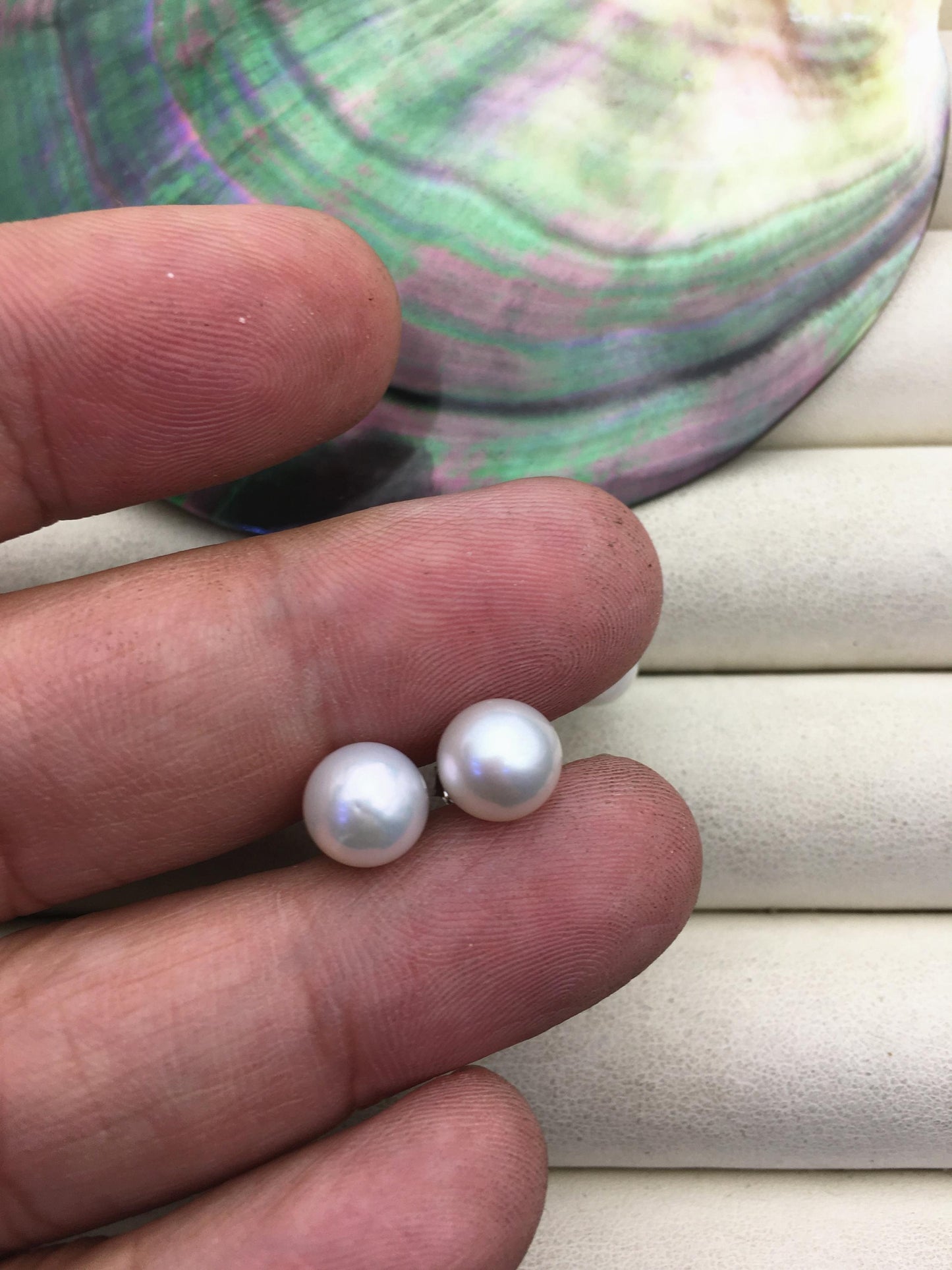 AAA 8-9mm White Round Fresh Water pearl stud earrings,Bridal Earrings-Wedding Jewelry-Bridal jewelry-Birthday gift,SE3-T2