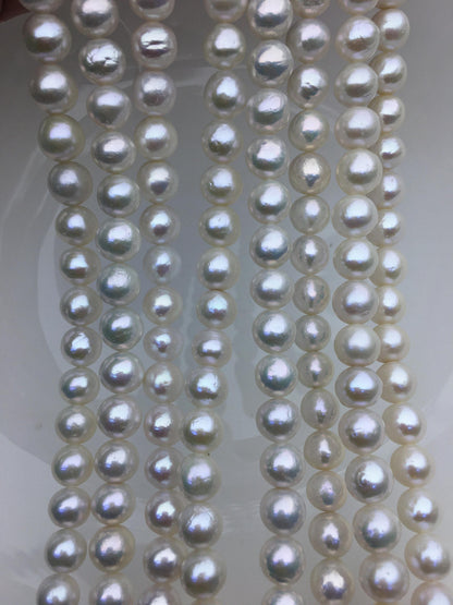 AA+ 8-10mm white baroque near round Edison Freshwater Pearl,ED10-2A-2-51
