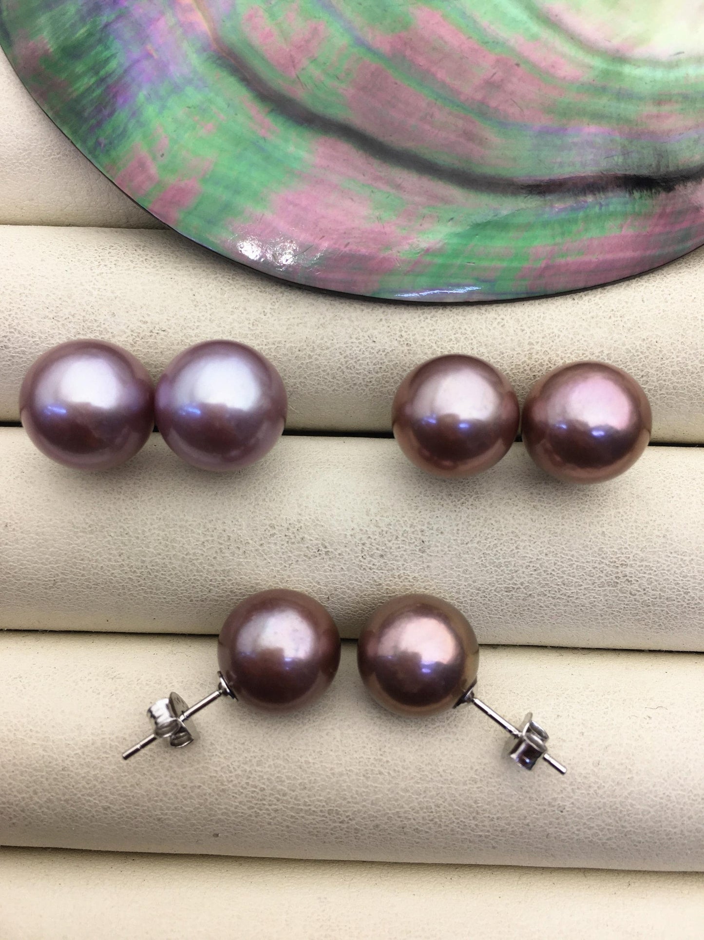 1 pair AAA 11-12mm purple round edison pearl stud earrings,S925 Sterling Sliver stud earrings,wedding pearl earrings,SE3-T9-65