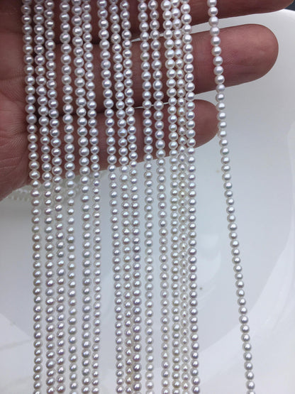 AAA 2.5-3mm tiny white round freshwater pearls,Rondelle pearl Beads,white freshwater pearl,loose strands,RP2-3A-17