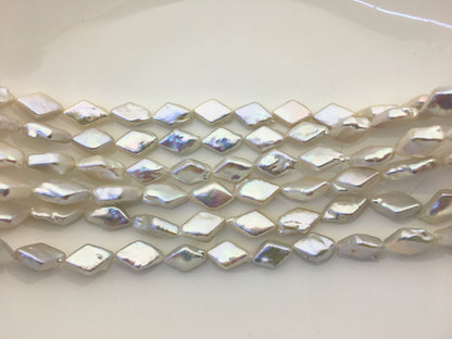 AAA+ 9-10.5mm White diamond Shape Freshwater Pearl,ZS-103-2