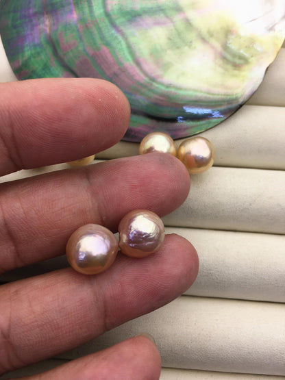 1 pair AAA 8-13mm natural rainbow near round edison pearl stud earrings,S925 Sterling Sliver stud earrings,SE3-T9-52