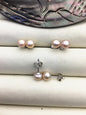 1 pair AAA 6-6.5mm pink Pearl Stud Earrings, pearl earrings,S925 Sterling Silver,Wedding,classic pearl studs,SE1-T58