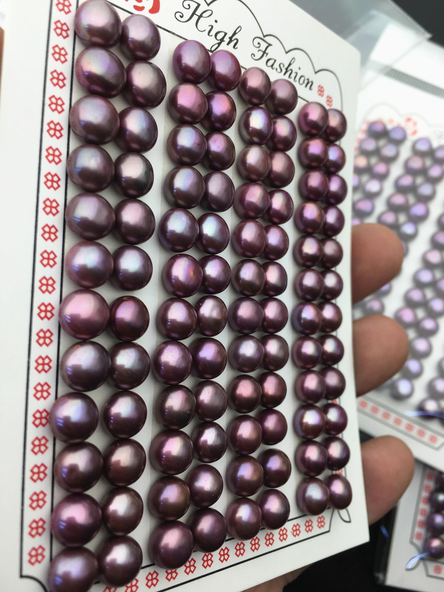 48 pairs AA+ 7-8mm brown button round freshwater pearls pairs,half hole,BTN7-T17