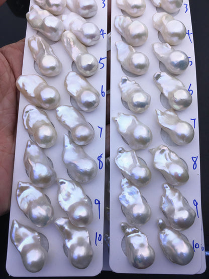 AAA 13-15x18-22mm White Flame ball Pearl Pairs - large Baroque freshwater pearl pairs,top half hole,FL15-3A-8-74